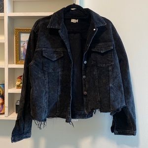 Raw Hem Black Corduroy Jacket